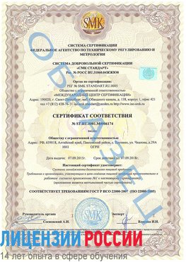 Образец сертификата соответствия Воскресенск Сертификат ISO 22000
